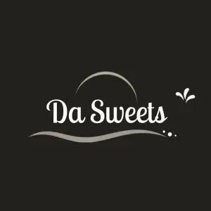 Da Sweets logo design with a wave and sparkle icon