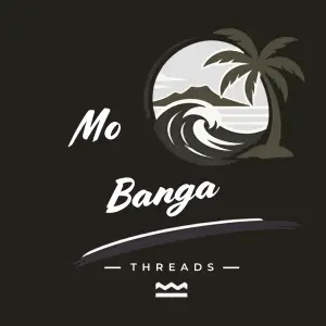 Mo Banga Threads logo design featuring a palm tree and wave icon