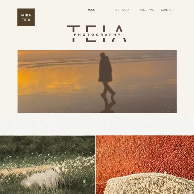 Mika Teia Photography website homepage with portfolio gallery of nature and travel photos
