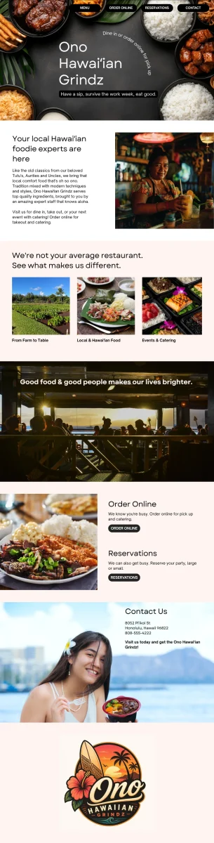 Ono Hawaiian Grindz restaurant website design case study by Ha Jung Design